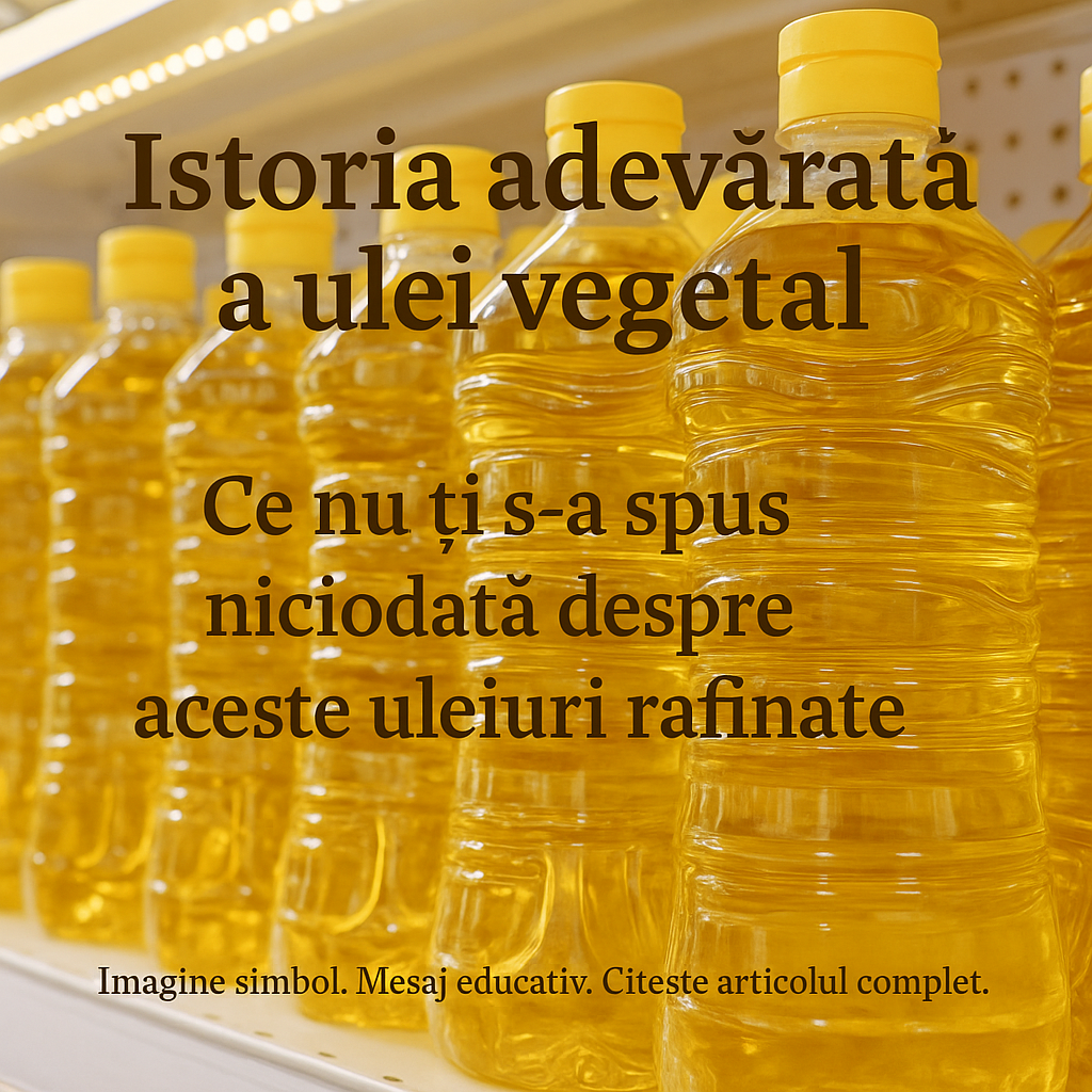 Sticle de ulei vegetal rafinat – simbol al impactului negativ asupra sănătății